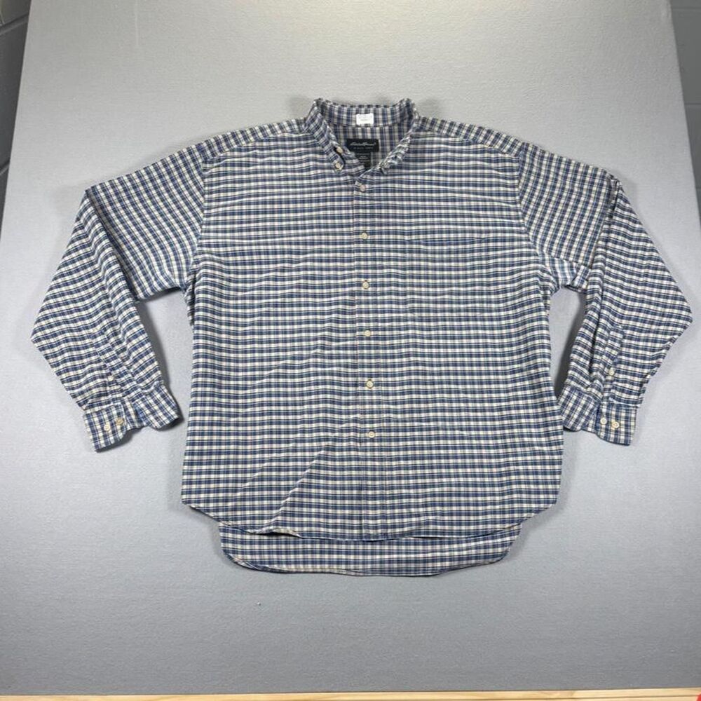 Eddie-bauer Men's Blue and White Shirt